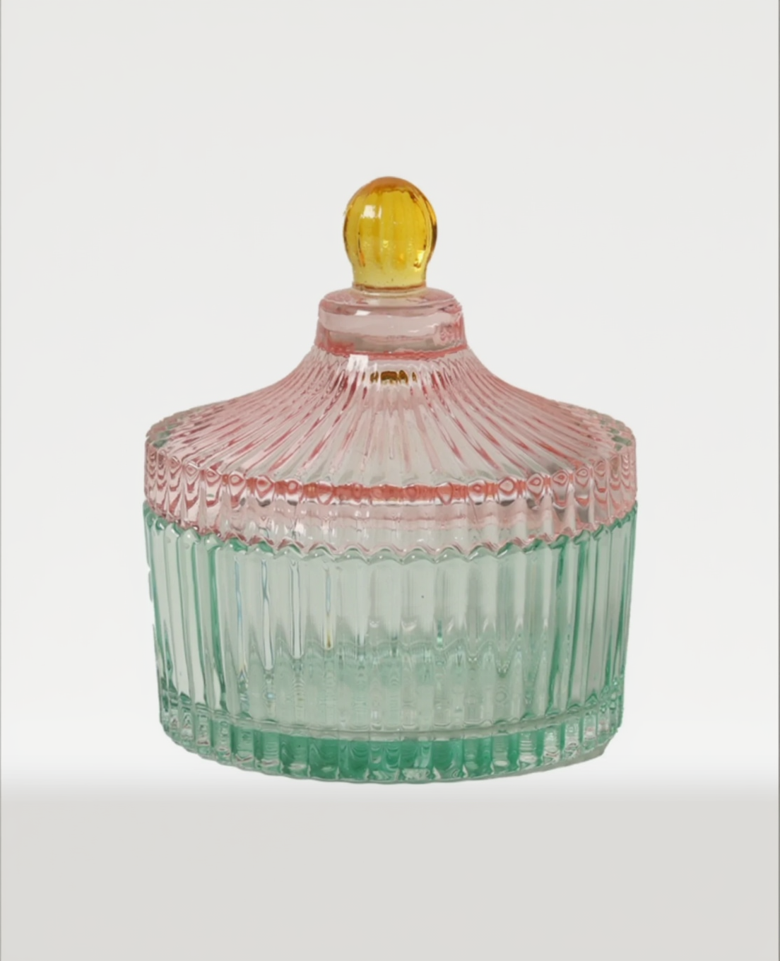 BONBONNIERE GRÜN MIT ROSA DECKEL KLEIN