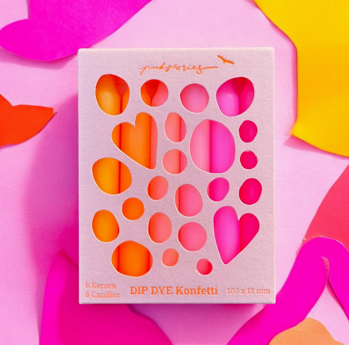 DIP DYE KONFETTI KERZEN SET 6 STK