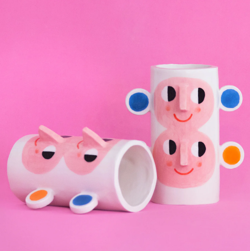 Doppelte Gesichter Keramik Vase - ANA SEIXAS