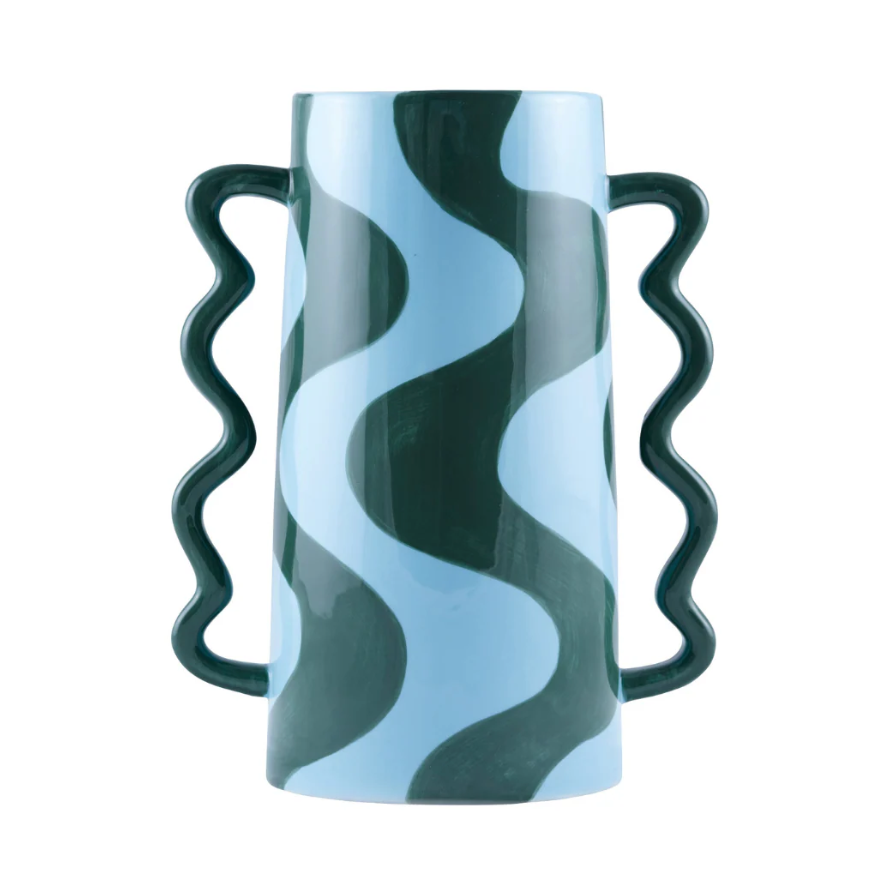 VASE WELLEN BLAU GRÜN "VASE RODRIGO, WAVE CRAZE"