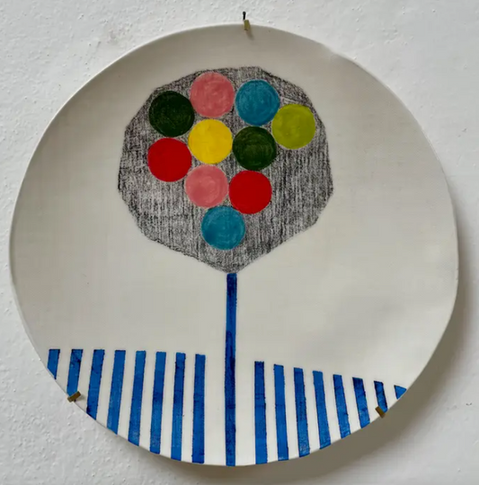 Teller / Keramikplatte "Baum bunt"