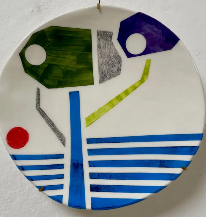 Teller / Keramikplatte "Baum grün"