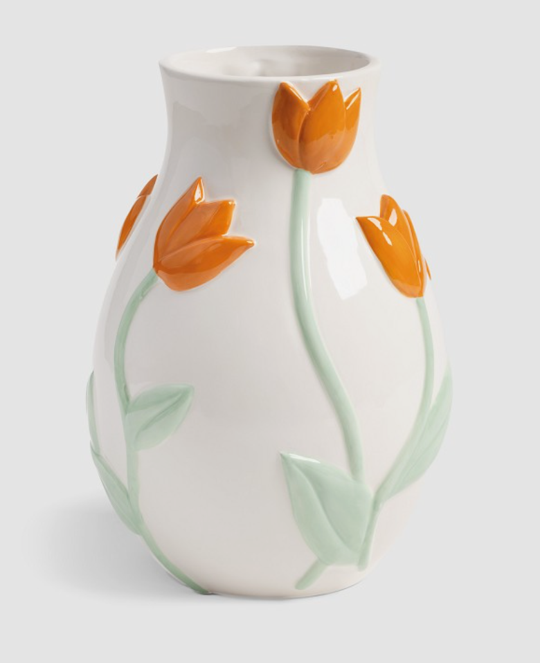 VASE MIT BLUMEN VASE ORANGE