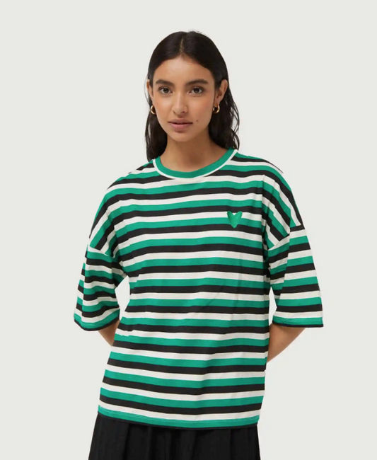 T-SHIRT GESTREIFT GRÜN SCHWARZ "43C/42005"