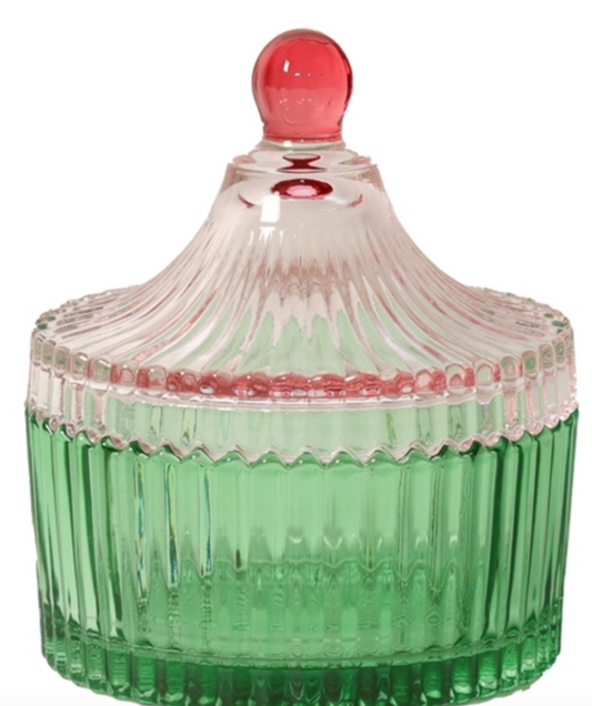 Bonbonniere Gelb mit Rosa Deckel (klein) -  12 x ø10 cm