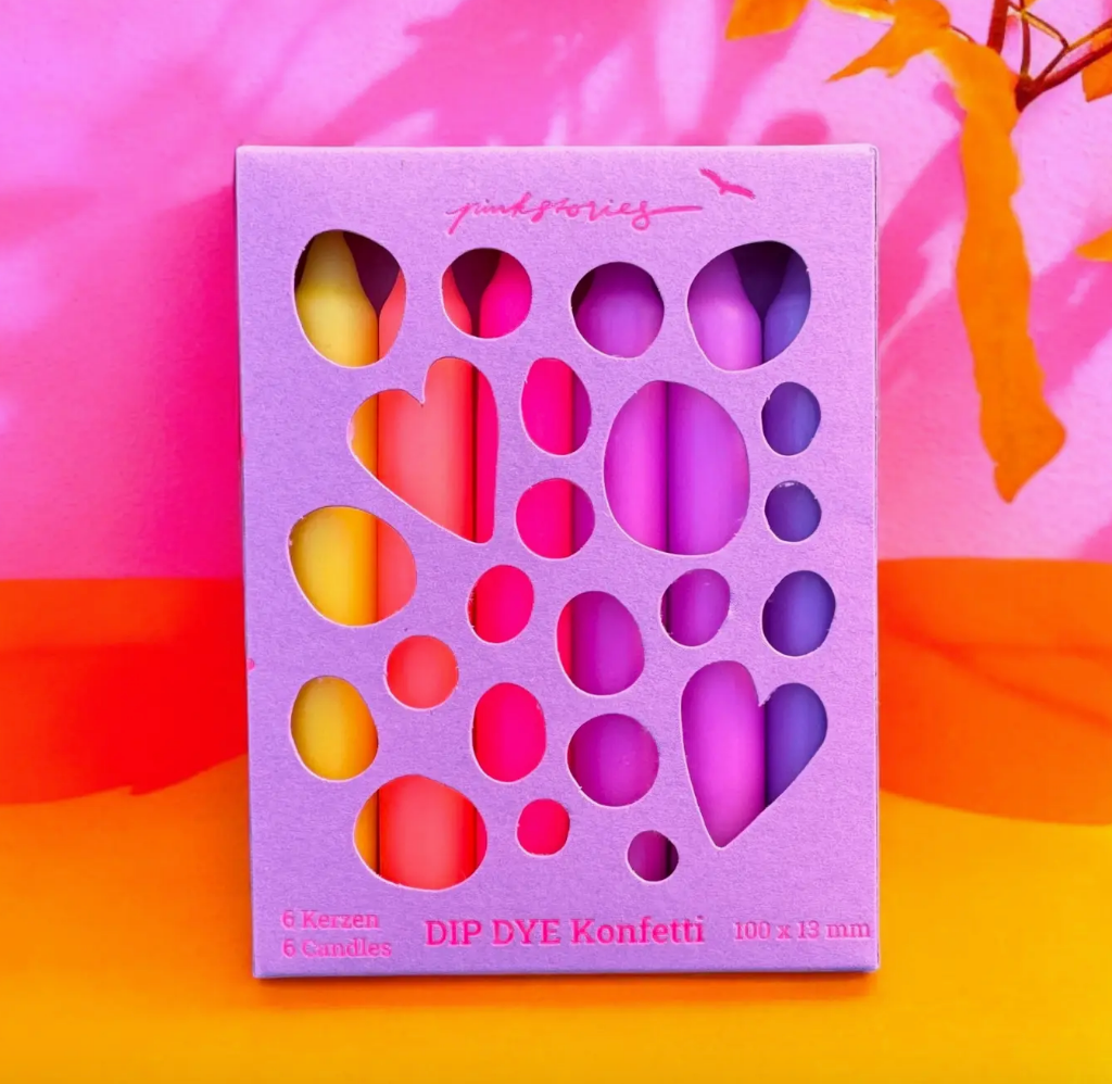 DIP DYE KONFETTI KERZEN SET 6 STK