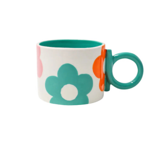 TASSE WEISS GRÜN "MUG INÉS (250ML) - FLOWER POWER"
