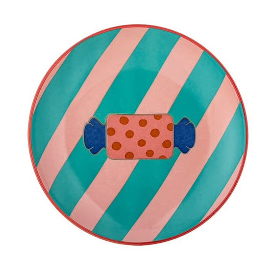 TELLER BONBON GESTREIFT BLAU ROSA